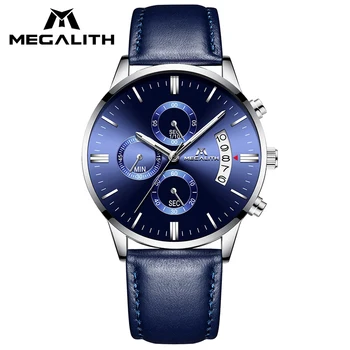 MEGALITH Casual Business Watch For Man Blue Genuine Leather Watch Waterproof Chronograph Date Calendar Quartz Wrist Watch Clock
MEGALITH Casual Business Watch For Man Blue Genuine Leather Watch Waterproof Chronograph Date Calendar Quartz Wrist Watch Clock
