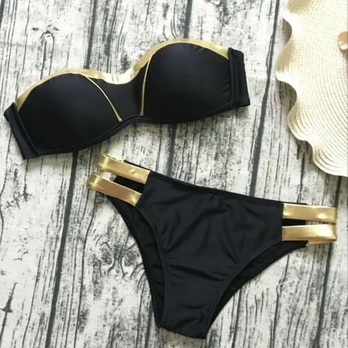 2019 New Bikinis Set Women Swimwear Push Up Paded Bikinis Bronzing Solid Swumsuit Strapless Women Beachwear Bathing Suit
2019 New Bikinis Set Women Swimwear Push Up Paded Bikinis Bronzing Solid Swumsuit Strapless Women Beachwear Bathing Suit