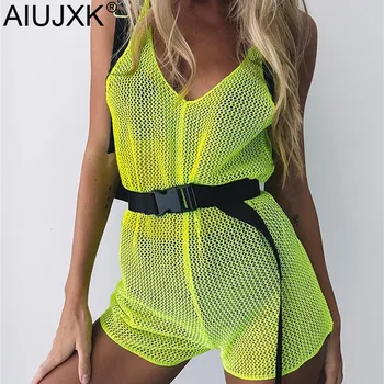 AIUJXK 2019 New Fashion Summer Women Neon Green Mesh Jumpsuit Woman Sexy V Neck Sleeveless Backless Beach Romper Body Outfit
AIUJXK 2019 New Fashion Summer Women Neon Green Mesh Jumpsuit Woman Sexy V Neck Sleeveless Backless Beach Romper Body Outfit