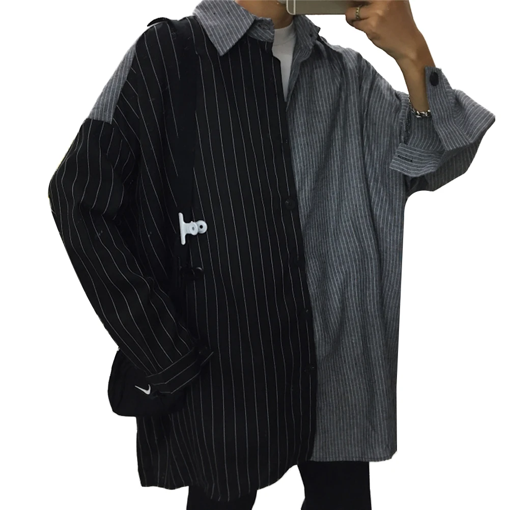 Black Grey Stripes Patchwork Blouses Women Long Sleeves Blouse Top Retro Unisex Shirt Harajuku
Black Grey Stripes Patchwork Blouses Women Long Sleeves Blouse Top Retro Unisex Shirt Harajuku