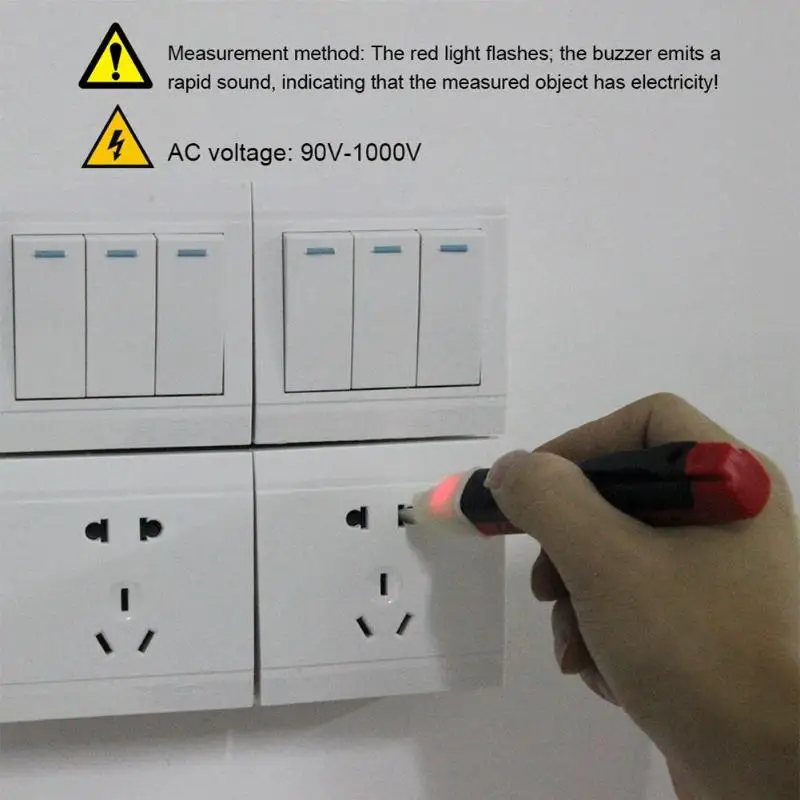 Dual Buttons 90-1000V AC Power Outlet Voltage Detector Sensor Tester Electric Test Pen Light Voltage Indicator
Dual Buttons 90-1000V AC Power Outlet Voltage Detector Sensor Tester Electric Test Pen Light Voltage Indicator