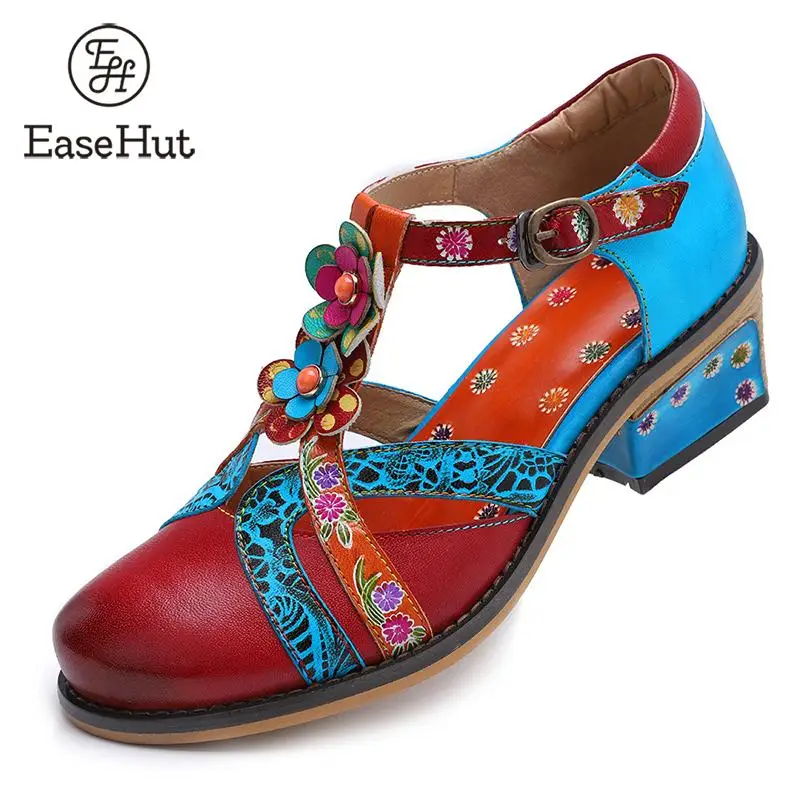 EaseHut Floral Genuine Leather Sandals Women Bohemia Square Mid-heeled Sandals Buckle Strap Summer Pumps Retro Ladies Shoes
EaseHut Floral Genuine Leather Sandals Women Bohemia Square Mid-heeled Sandals Buckle Strap Summer Pumps Retro Ladies Shoes
