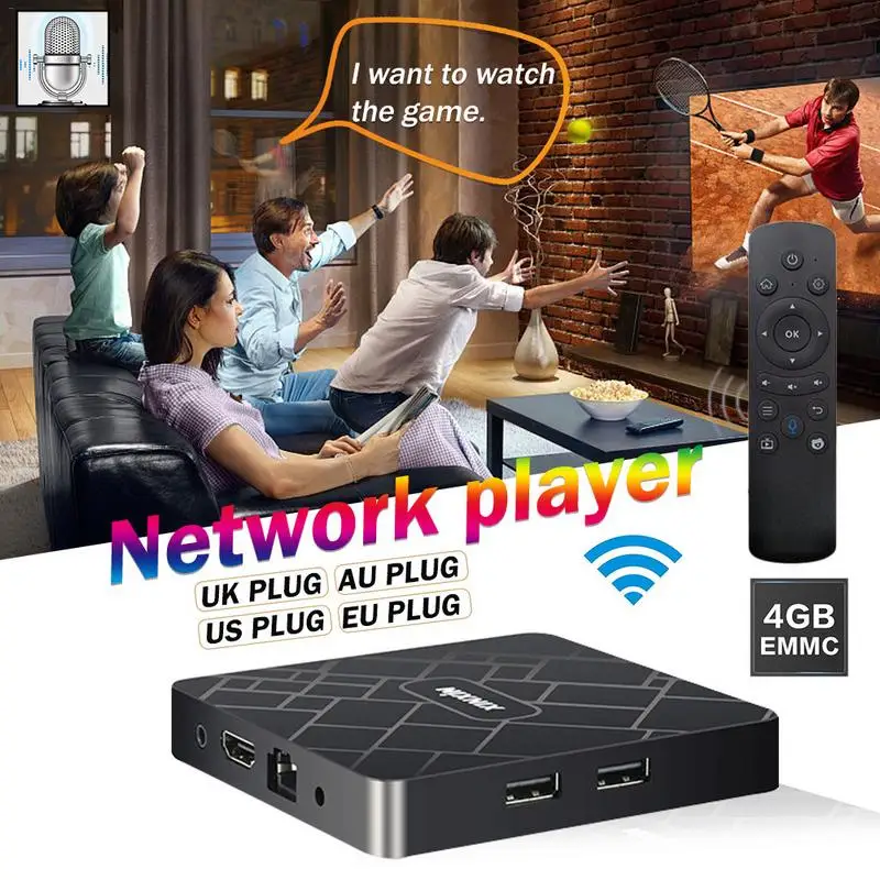 4+32 Network Player TV AI Voice Intelligent 4G Set-top Box WIFI Home Wireless Remote Control AI TV Box Smart TV 4K Set Top Box
4+32 Network Player TV AI Voice Intelligent 4G Set-top Box WIFI Home Wireless Remote Control AI TV Box Smart TV 4K Set Top Box