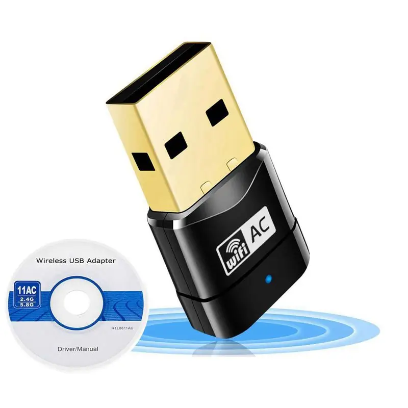

600Mbps Dual Band 802.11ac 2.4GHz 5GHz PC WiFi USB Adapter Network LAN Dongle