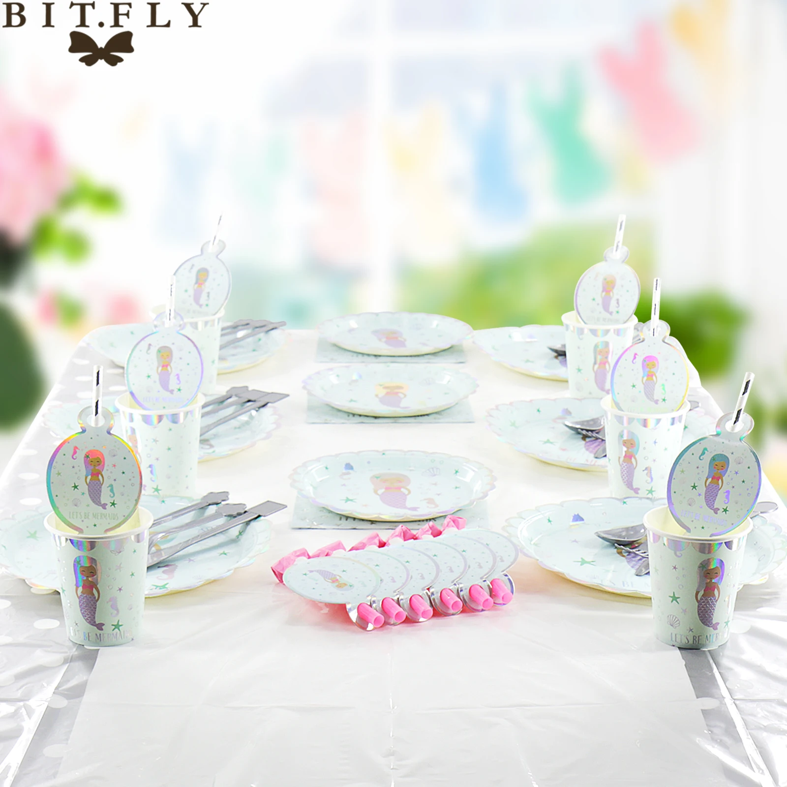 BIT.FLY Mermaid Party Mermaid Paper Plate Cup Straw Disposable Tableware Birthday Kids Party Girls Favor DIY Decorations Supplie
BIT.FLY Mermaid Party Mermaid Paper Plate Cup Straw Disposable Tableware Birthday Kids Party Girls Favor DIY Decorations Supplie