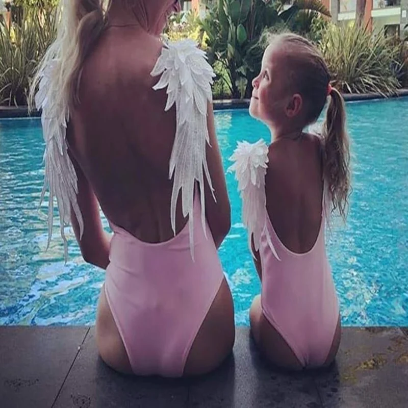 Mom Baby Swimwear One Piece Swimsuit Bodysuit Parent-child Beach Wear Wing Angel Monokini Swimsuit Backless Bathing Suit Female 
Mom Baby Swimwear One Piece Swimsuit Bodysuit Parent-child Beach Wear Wing Angel Monokini Swimsuit Backless Bathing Suit Female