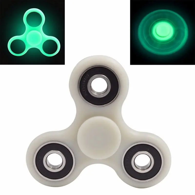 

Tri Fidget Glowing Hand Spinner EDC Desk Focus Toy Kids Adult Metal Bearing Stress Relief Plaything ADHD Autism -Glow In Dark