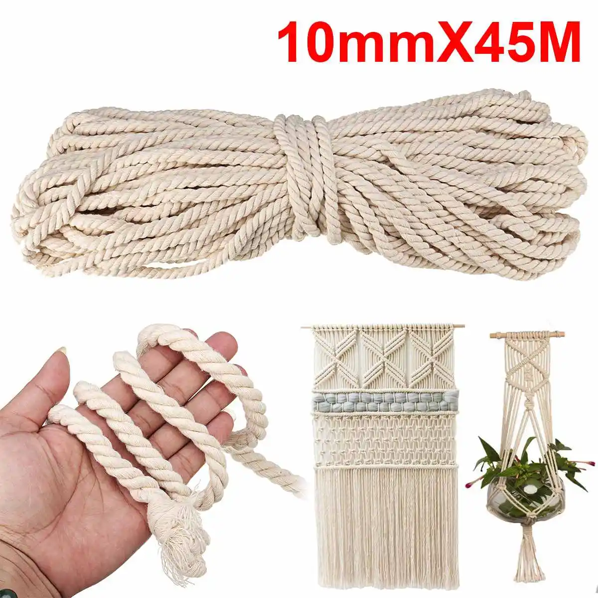 Macrame Rope Natural Beige Pure Cotton 10mm 45m Twisted Cord for Handmade Enthusiasts for Artisan DIY Hand Craft Cords
Macrame Rope Natural Beige Pure Cotton 10mm 45m Twisted Cord for Handmade Enthusiasts for Artisan DIY Hand Craft Cords