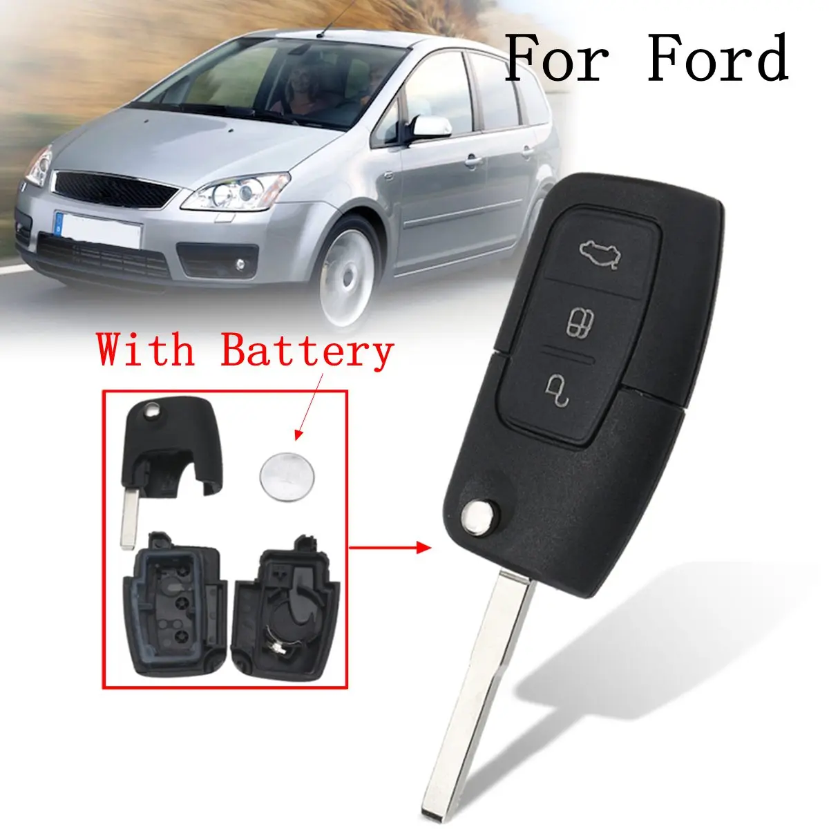 With Battery 3 Buttons Remote Key Fob Case Shell For Ford/Focus/Mondeo/Galaxy/Kuga/C-Max/S-Max 2003 2004 2005 2006 2007 2008
With Battery 3 Buttons Remote Key Fob Case Shell For Ford/Focus/Mondeo/Galaxy/Kuga/C-Max/S-Max 2003 2004 2005 2006 2007 2008