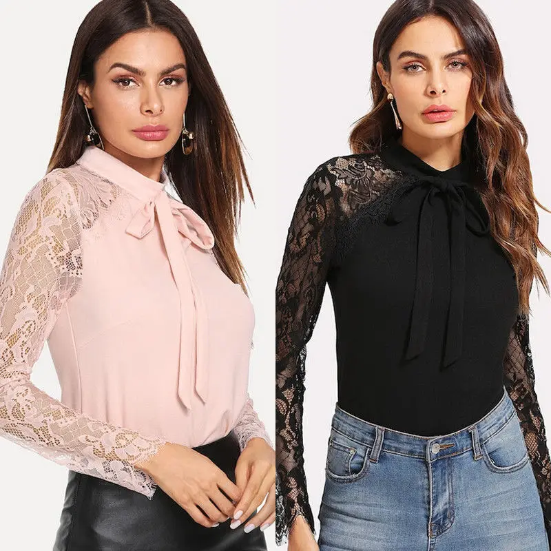 Tie Neck Blouse Lace Long Sleeve Elegant Women Ladies Raglan Zipper Up Bow Womens Tops And Blouses Party Formal Shirt S M L XL
Tie Neck Blouse Lace Long Sleeve Elegant Women Ladies Raglan Zipper Up Bow Womens Tops And Blouses Party Formal Shirt S M L XL