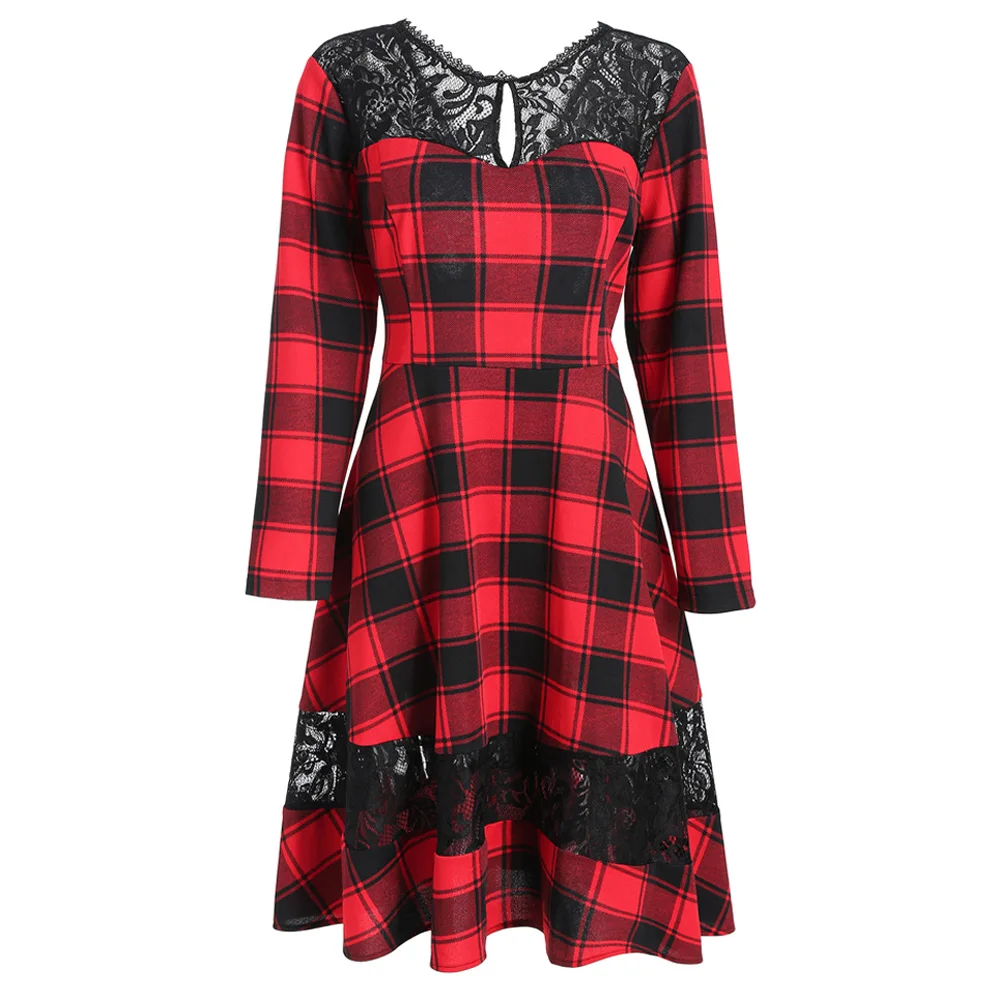 Retro Audrey Hepburn Vintage Party Dress Women Long Sleeve Plaid Lace Dress Spring Casual Plus Size Dresses Pin Up Vestidos Red
Retro Audrey Hepburn Vintage Party Dress Women Long Sleeve Plaid Lace Dress Spring Casual Plus Size Dresses Pin Up Vestidos Red