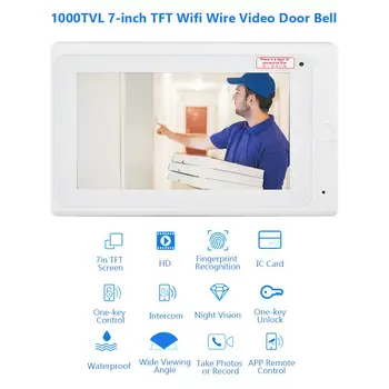 1000TVL 7-inch TFT Wifi Wire Video Door Bell Night Vision Interphone Camera 100-240V videocitofono
1000TVL 7-inch TFT Wifi Wire Video Door Bell Night Vision Interphone Camera 100-240V videocitofono