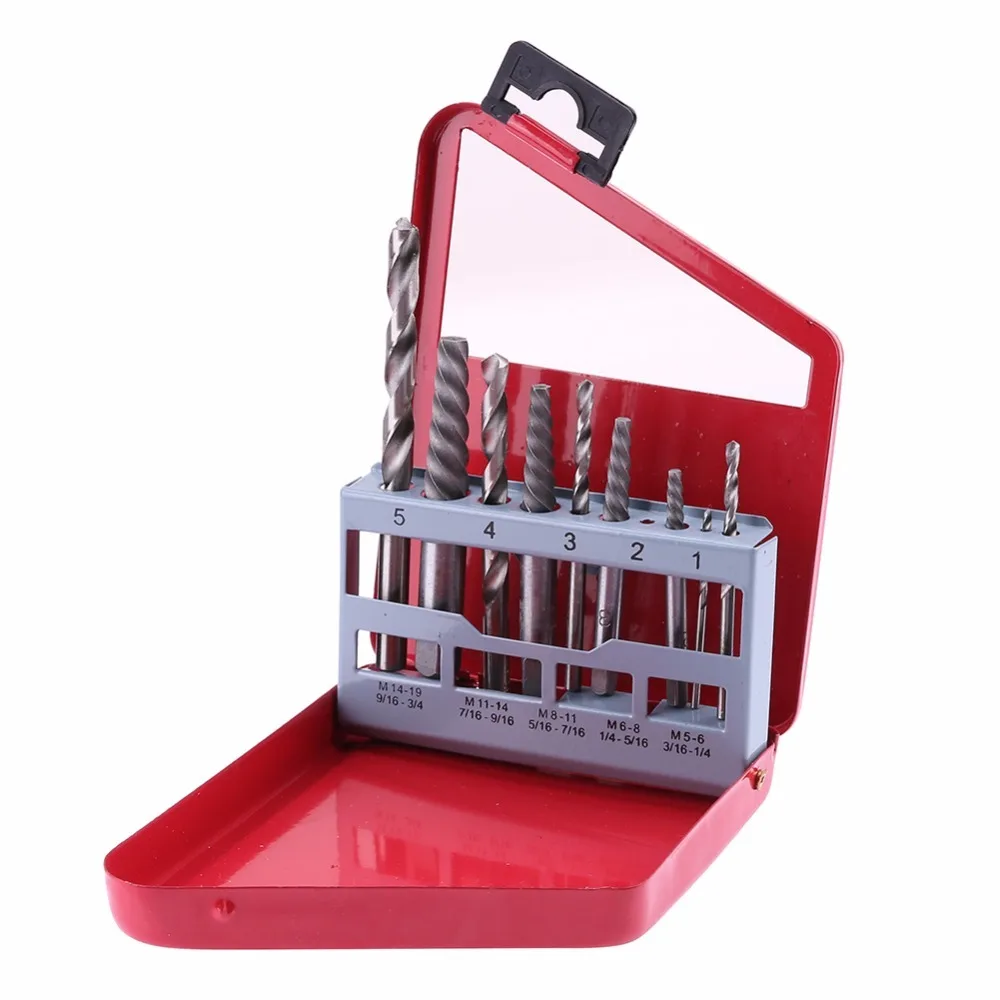 PEGASI 10pcs/Set Screw Extractors Drill Bits Broken Screws Bolt Removal Out Remover Center Drill Damaged Bolts Power Hand Tools
PEGASI 10pcs/Set Screw Extractors Drill Bits Broken Screws Bolt Removal Out Remover Center Drill Damaged Bolts Power Hand Tools