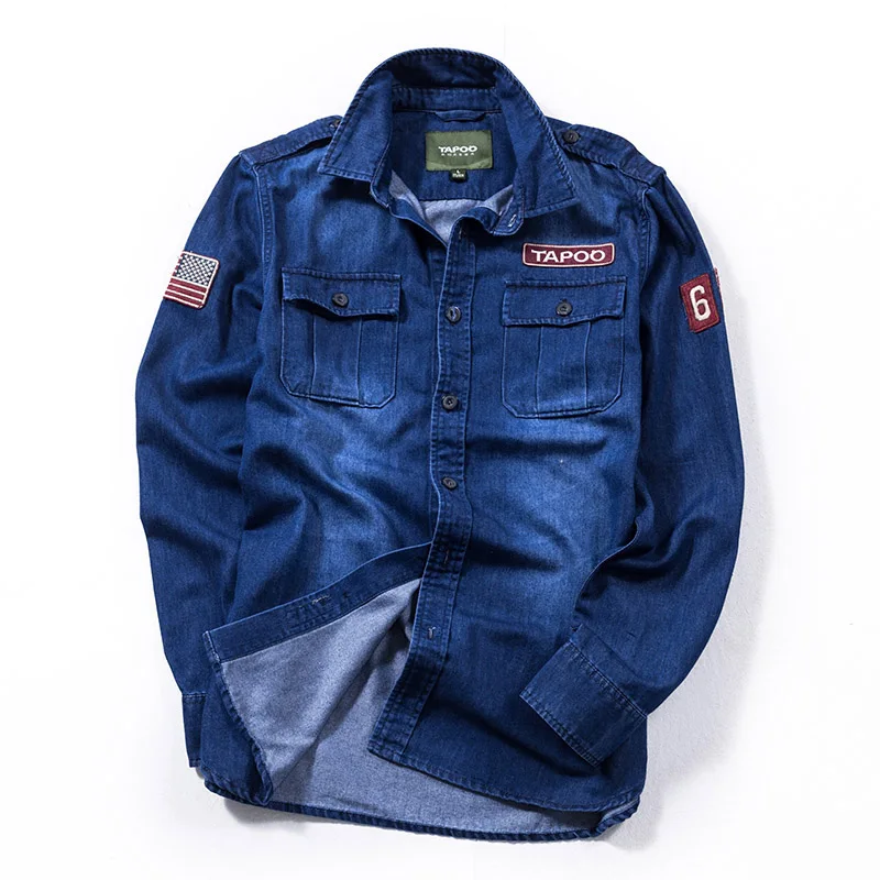 Fashion Mens Dress Denim Shirts Long Sleeves Badges Multi Pockets Jeep Shirt Mens Casual Shirts Male M-3XL Plus Size Jeans Shirt
Fashion Mens Dress Denim Shirts Long Sleeves Badges Multi Pockets Jeep Shirt Mens Casual Shirts Male M-3XL Plus Size Jeans Shirt