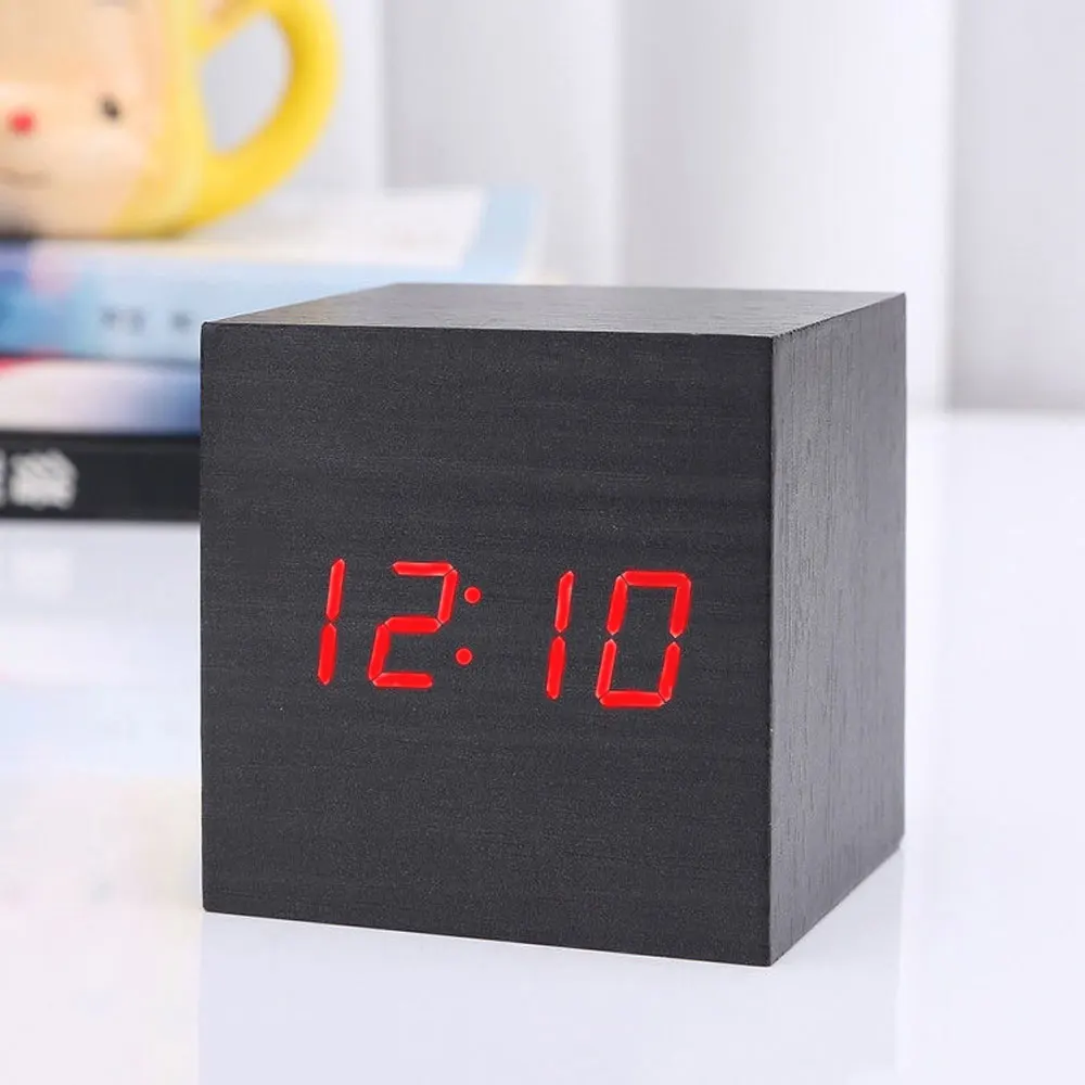 LED Cube Angle Clock Wooden Alarm Clock Time Temperature Calendar Display Sound Control Home Decor
LED Cube Angle Clock Wooden Alarm Clock Time Temperature Calendar Display Sound Control Home Decor