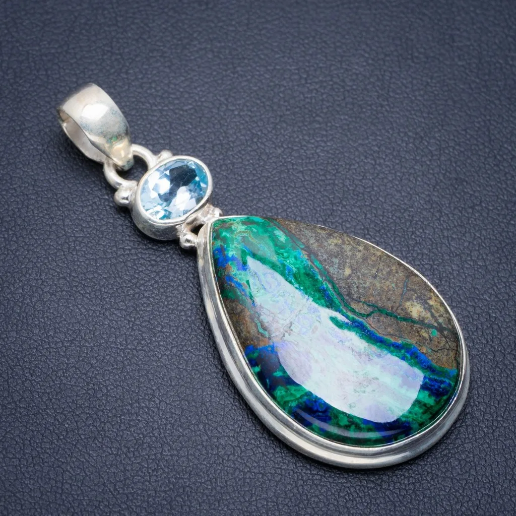 Natural Chrysocolla and Blue Topaz Handmade Unique 925 Sterling Silver Pendant 2" A1783
Natural Chrysocolla and Blue Topaz Handmade Unique 925 Sterling Silver Pendant 2" A1783