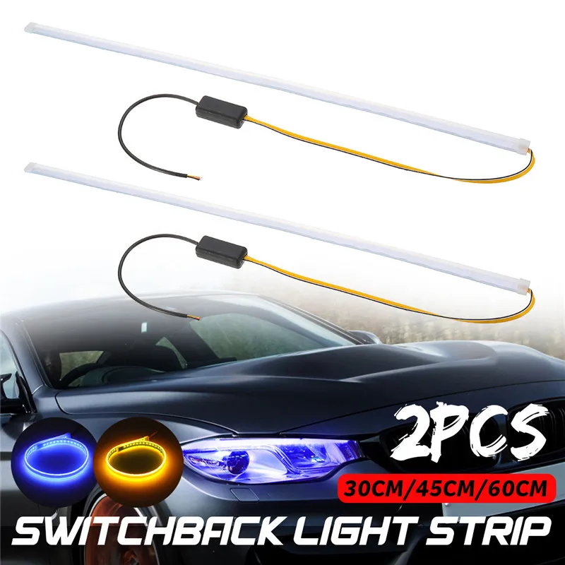 2Pcs/Set 30/45/60CM LED Daytime Running Light yellow blue Flowing Turn Signal Soft Article Guide Strip Styling Car Day Lamp
2Pcs/Set 30/45/60CM LED Daytime Running Light yellow blue Flowing Turn Signal Soft Article Guide Strip Styling Car Day Lamp