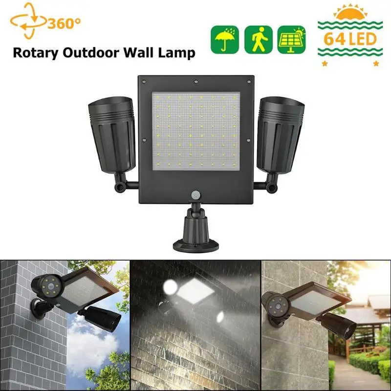 64LED Solar Light Sensor Dual Head Solar Security Motion Floodlight Panel Light Lamp 360 Degrees Rotate Outdoor Lighting new
64LED Solar Light Sensor Dual Head Solar Security Motion Floodlight Panel Light Lamp 360 Degrees Rotate Outdoor Lighting new