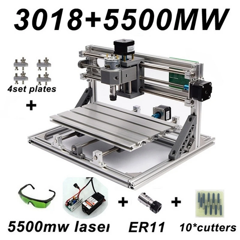 

Mini CNC 3018 2418 1610 Engraving Machine with 5500mw Laser Head Wood Router PCB Milling Carving Machine DIY CNC with GRBL