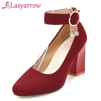 Lasyarrow Female Zapatos Mujer Chunky High Heels Ladies Round toe Pumps Women Shoes Woman Party Ankle Strap Spring Dress Shoes 
Lasyarrow Female Zapatos Mujer Chunky High Heels Ladies Round toe Pumps Women Shoes Woman Party Ankle Strap Spring Dress Shoes