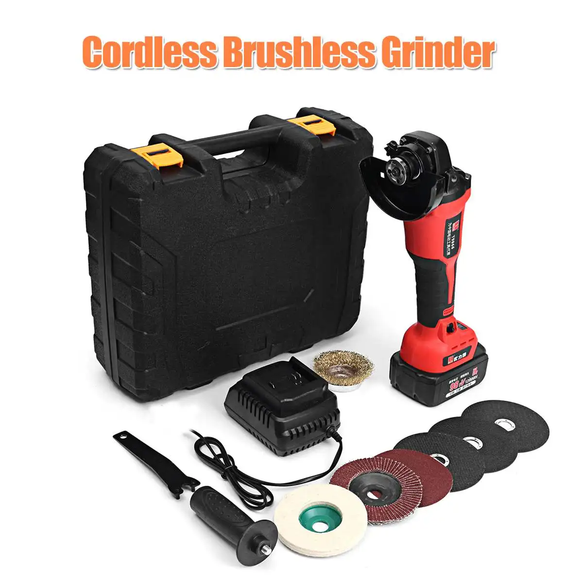 21V Cordless Brushless Grinder Tools 3.0Ah Rechargable Lithium Li-ion Battery 100mm Angle Grinding Cutting Machine Kit Box
21V Cordless Brushless Grinder Tools 3.0Ah Rechargable Lithium Li-ion Battery 100mm Angle Grinding Cutting Machine Kit Box