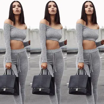 Women's New Off the Shoulder Knitted Tracksuit Ladies Knitted Loungewear Top Set Top Blouse + Pants Two-piece Playsuit
Women's New Off the Shoulder Knitted Tracksuit Ladies Knitted Loungewear Top Set Top Blouse + Pants Two-piece Playsuit