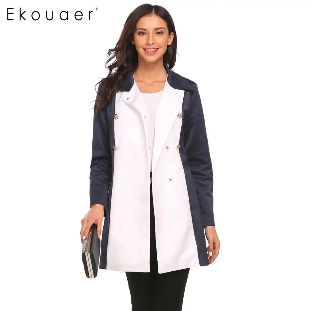 Ekouaer Women Fashion Double Breasted Trench Coats Turn Down Collar Outerwear Button Casual Ladies OL Coat With Belt
Ekouaer Women Fashion Double Breasted Trench Coats Turn Down Collar Outerwear Button Casual Ladies OL Coat With Belt