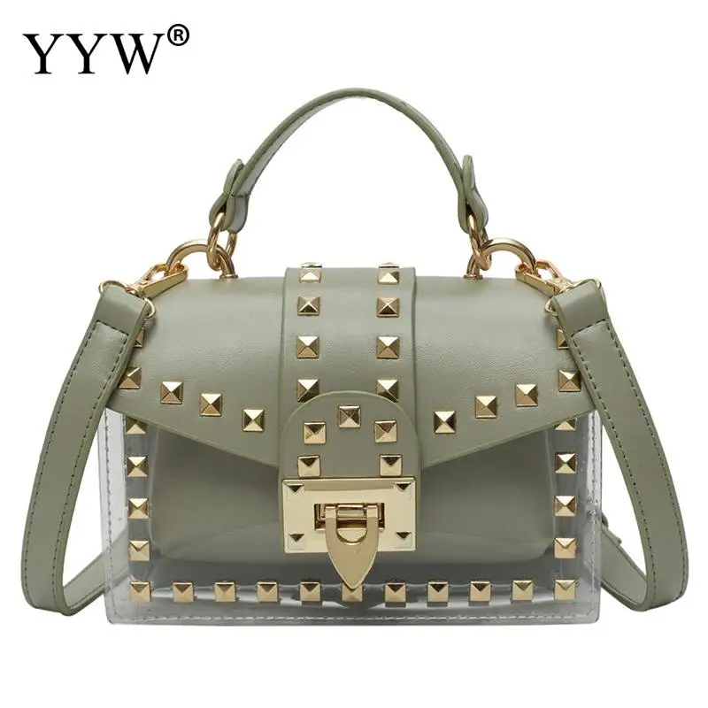 Rivet Transparent handbag stud white Bag Women Jelly Hand bags Soft Daybag Female Summer 2piece Clear Mini Bag beige Bolsa 2019
Rivet Transparent handbag stud white Bag Women Jelly Hand bags Soft Daybag Female Summer 2piece Clear Mini Bag beige Bolsa 2019