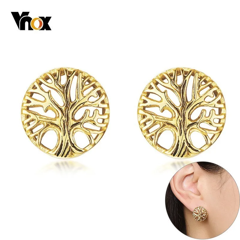 

Vnox Vintage Tree of Life Stud Earrings for Women Stainless Steel Wisdom Tree Shape Casual Everyday Earrings