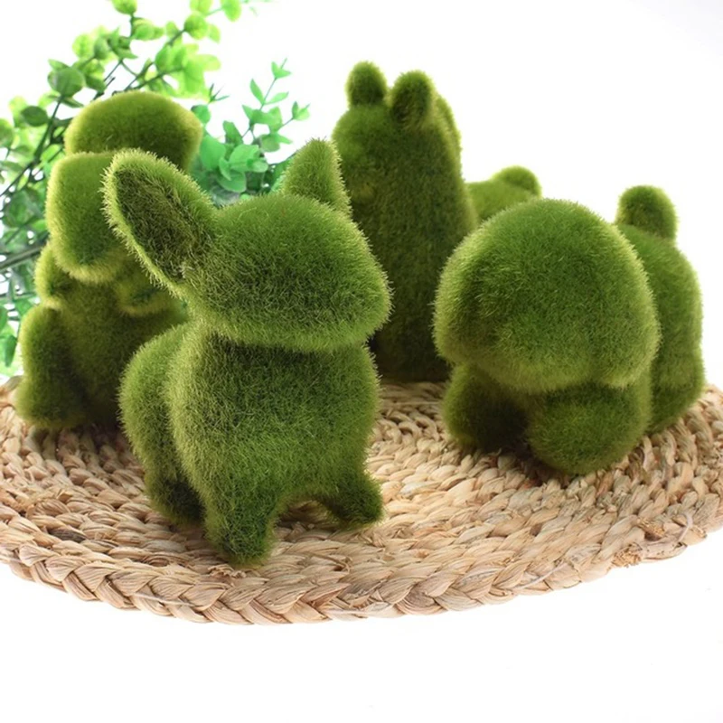 

Lovely Animal Shape Simulation Green Grass Ornaments Emulational Green Plant Bonsai Grass Animal Decoration For Home Garden