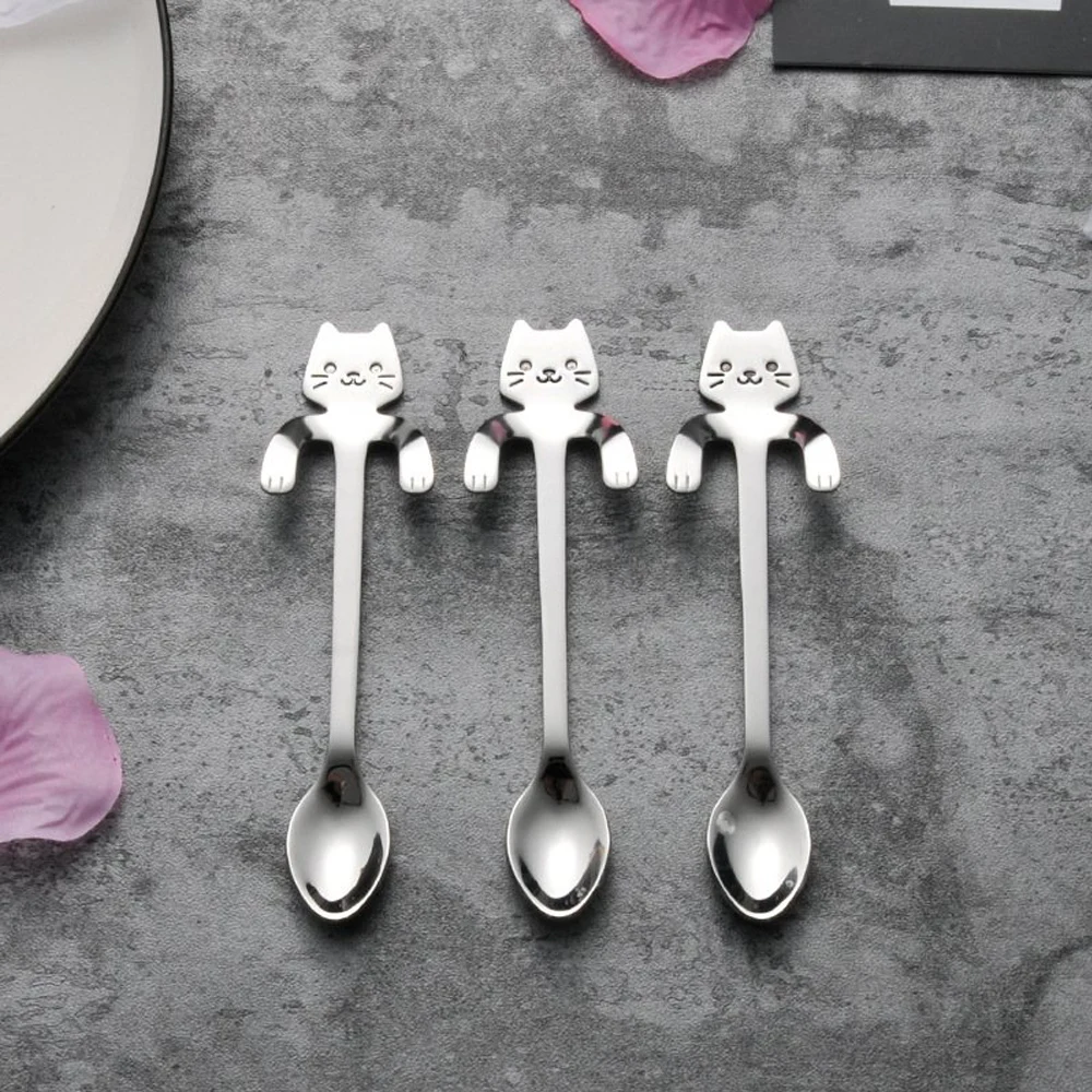Cute Cat Spoon Long Handle Mini Flatware Coffee Steel Drinking Seasoning Tools Hanging Up Teaspoon Kitchen Ice Cream Spoons
Cute Cat Spoon Long Handle Mini Flatware Coffee Steel Drinking Seasoning Tools Hanging Up Teaspoon Kitchen Ice Cream Spoons