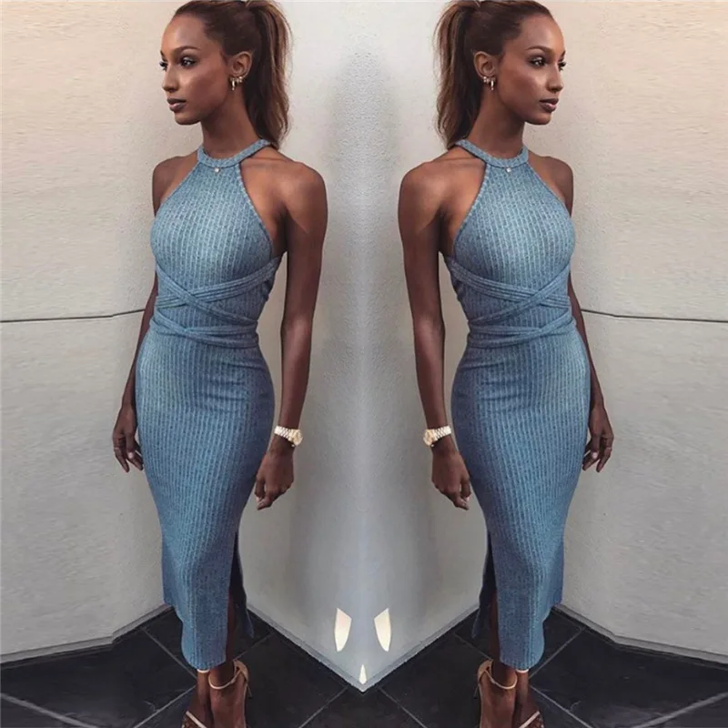 2019 Halter Neck Bandage Bow Tie Corset Dress Sleeveless Sexy Slim Bodycon party Split Dresses Vetement Femme Ey*
2019 Halter Neck Bandage Bow Tie Corset Dress Sleeveless Sexy Slim Bodycon party Split Dresses Vetement Femme Ey*