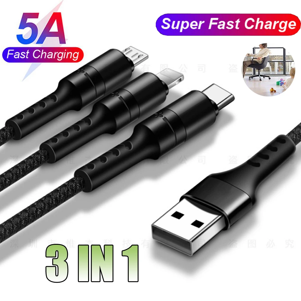 5A Type C Charging Cable 3 In 1 3A USB Nokia Super Fast Charging Cables Nylon Cord Universal For Huawei P30 Pro iPhone 7 Plus
5A Type C Charging Cable 3 In 1 3A USB Nokia Super Fast Charging Cables Nylon Cord Universal For Huawei P30 Pro iPhone 7 Plus