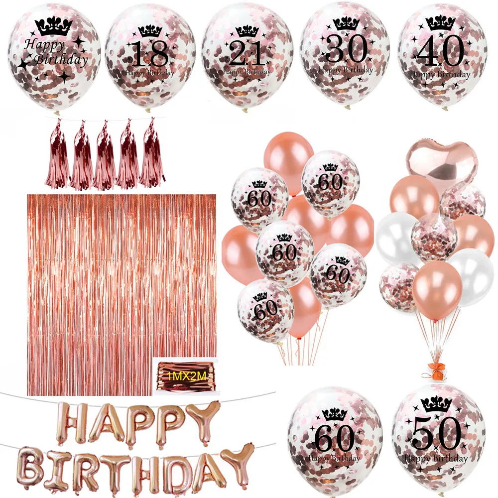 ZLJQ Rose Gold Happy Birthday Bunting Banner Balloons 18 21st 30 40 50 60th Number balloons Adults Birthday Party Decoration 75
ZLJQ Rose Gold Happy Birthday Bunting Banner Balloons 18 21st 30 40 50 60th Number balloons Adults Birthday Party Decoration 75
