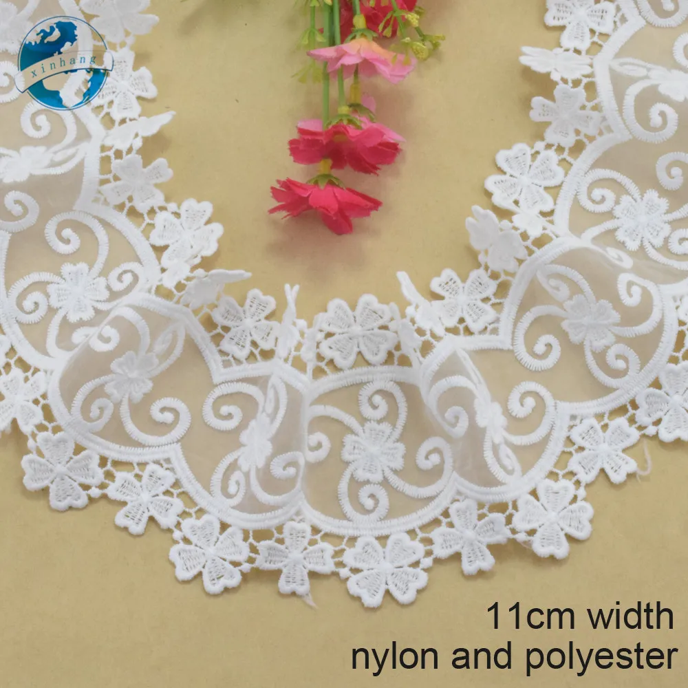 11cm wide white lace polyester embroid lace sewing ribbon fabric guipure diy trims wedding lace DIY Garment Accessories#3837
11cm wide white lace polyester embroid lace sewing ribbon fabric guipure diy trims wedding lace DIY Garment Accessories#3837