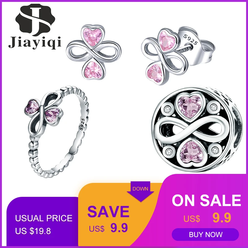 Jiayiqi HOT 925 Sterling Silver Sparkling Unlimited Love Ring&Bead&Earring Jewelry Set For Women Jewelry Gift Valentine'S Day
Jiayiqi HOT 925 Sterling Silver Sparkling Unlimited Love Ring&Bead&Earring Jewelry Set For Women Jewelry Gift Valentine'S Day