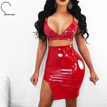 Santune 2019 New Sexy PU Leather Mini 2 Piece Set Women Two Piece Winter Bodycon Spaghetti Strap Suit Club Party Two Piece Set
Santune 2019 New Sexy PU Leather Mini 2 Piece Set Women Two Piece Winter Bodycon Spaghetti Strap Suit Club Party Two Piece Set