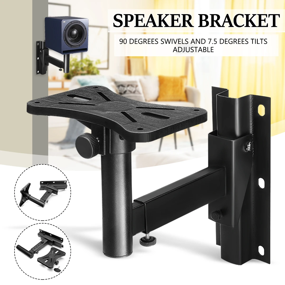 KINCO 1 PC Universal Tilting 90 Degree Rotating Surround Sound Speaker Bracket Wall Mount Holder Stand For 35 Kg Maximum
KINCO 1 PC Universal Tilting 90 Degree Rotating Surround Sound Speaker Bracket Wall Mount Holder Stand For 35 Kg Maximum