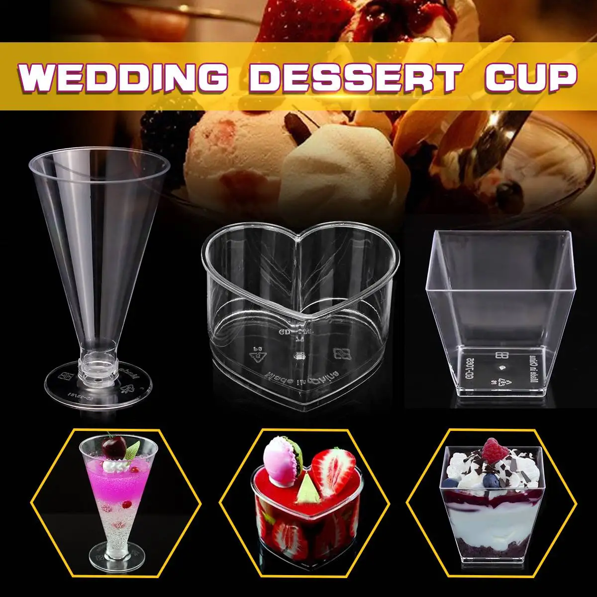 Plastic Cup Clear Square Love Cone Shape Disposable Dessert Cup Festival Wedding Decoration Cake Mousse Jelly Pudding Tiramisu
Plastic Cup Clear Square Love Cone Shape Disposable Dessert Cup Festival Wedding Decoration Cake Mousse Jelly Pudding Tiramisu