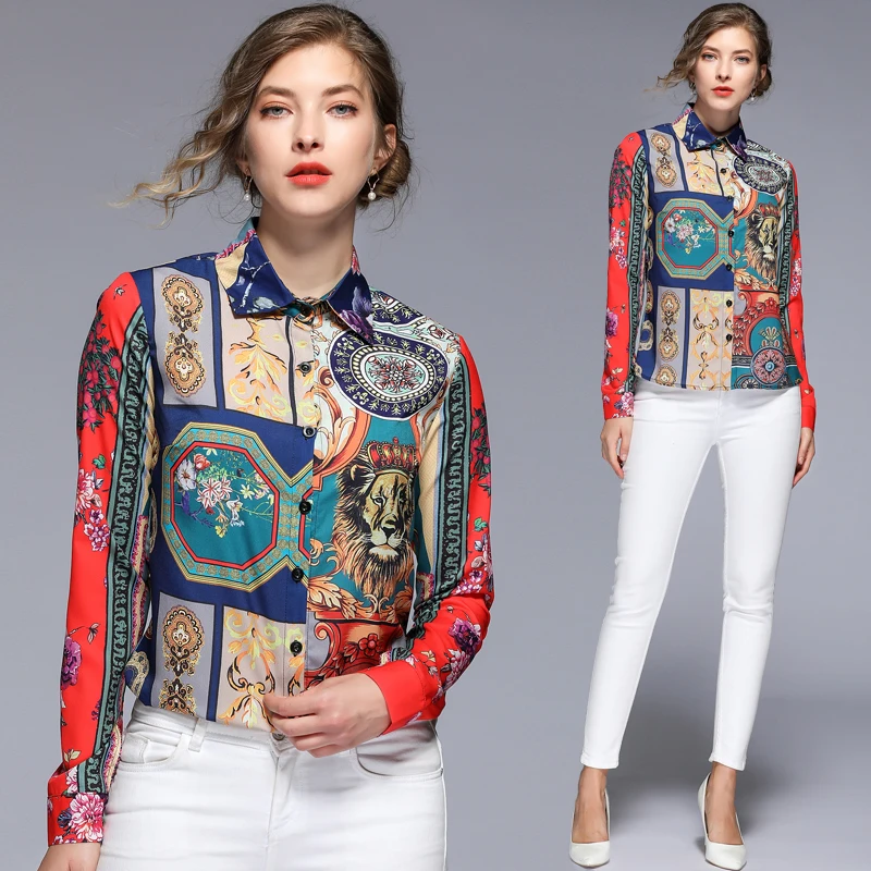 2019 Womens Tops and Blouses Designers Runway Blouse Long Sleeve Vintage Print Shirt Ladies Office Shirts
2019 Womens Tops and Blouses Designers Runway Blouse Long Sleeve Vintage Print Shirt Ladies Office Shirts