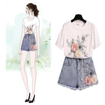 3 d flower T-shirt joker flowers tall waist hot short pants women sweatshirt & shorts denim 2 pcs clothing set vestidos outfit
3 d flower T-shirt joker flowers tall waist hot short pants women sweatshirt & shorts denim 2 pcs clothing set vestidos outfit