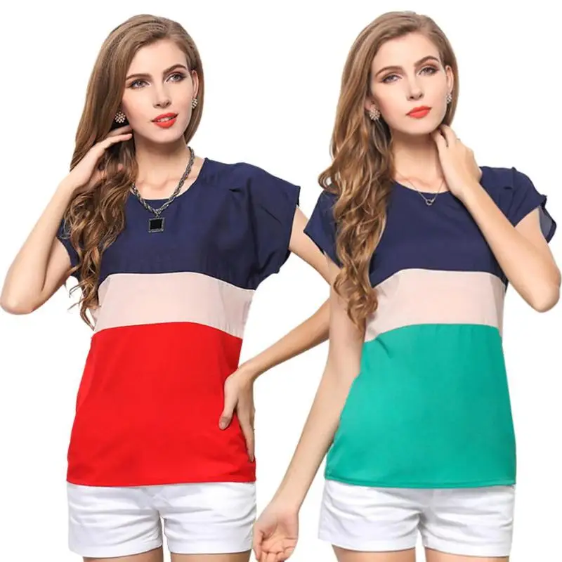 Women's Crepe Cap Sleeve T Shirt Chiffon Casual Loose Plus Size Tops Female Striped O Neck Fashion T Shirt for Ladies
Women's Crepe Cap Sleeve T Shirt Chiffon Casual Loose Plus Size Tops Female Striped O Neck Fashion T Shirt for Ladies