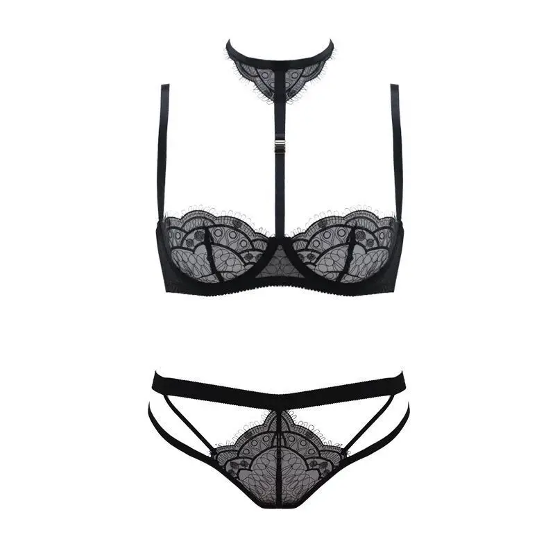 Super Thin Lace Embroidered Halter Neck Lingerie Sexy Half Cup Open Bra Briefs Underwear Set Women Cupless Crotchless Panty Suit
Super Thin Lace Embroidered Halter Neck Lingerie Sexy Half Cup Open Bra Briefs Underwear Set Women Cupless Crotchless Panty Suit