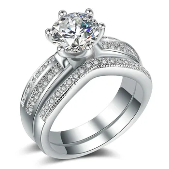 Huitan Classic 2PC Wedding Ring Set with Round Brilliant Cubic Zirconia Eternity Jewelry Engagement Rings for Women & Girlfriend
Huitan Classic 2PC Wedding Ring Set with Round Brilliant Cubic Zirconia Eternity Jewelry Engagement Rings for Women & Girlfriend