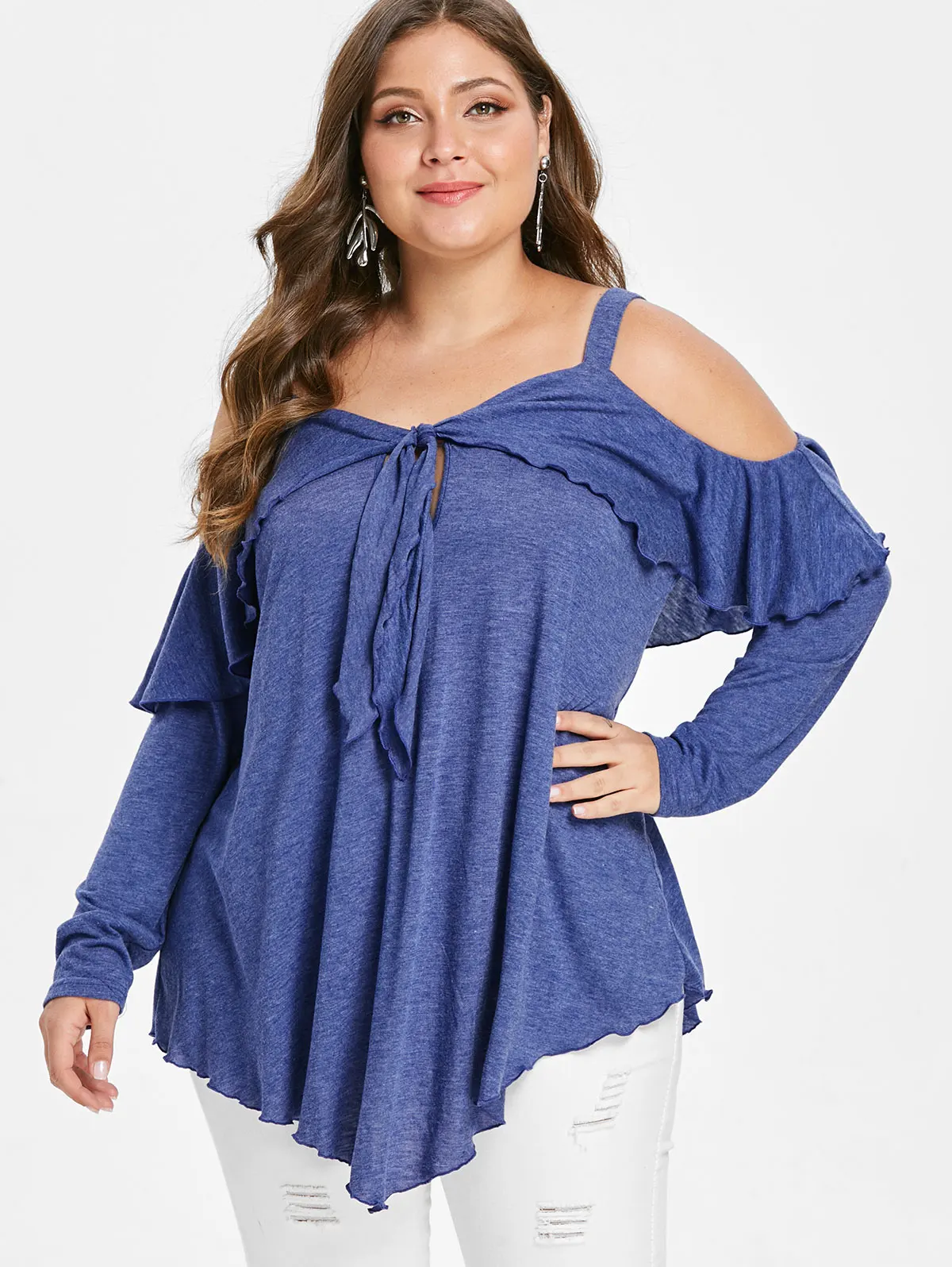 Wipalo Women Plus Size 5XL Cold Shoulder Ruffle T-Shirt Casual Solid V Neck Long Sleeves Asymmetrical Tees Ladies Tops Big Size
Wipalo Women Plus Size 5XL Cold Shoulder Ruffle T-Shirt Casual Solid V Neck Long Sleeves Asymmetrical Tees Ladies Tops Big Size