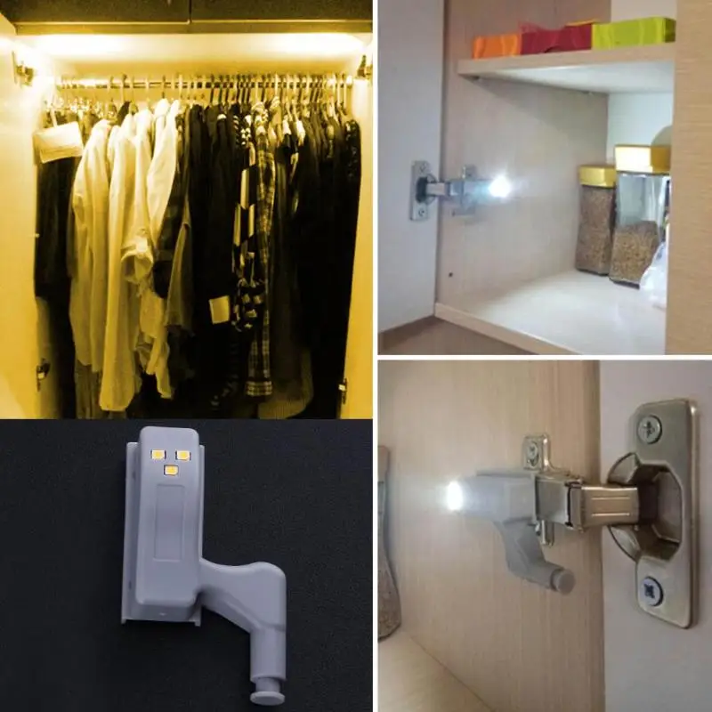 Фото LED Sensor Cabinet Light Universal Wardrobe Cupboard Inner Hinges Lamp Home Kitchen Bedroom Closet Night | Освещение