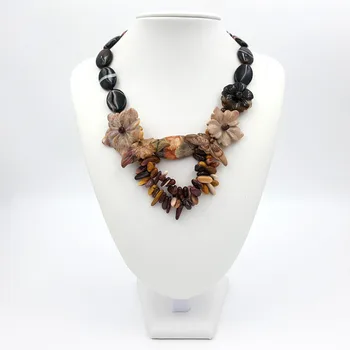 Lii Ji Mini Garden Series Natural Ocean Agate Flowers Mookaite and Agate with Jade Toggle Clasp Necklace
Lii Ji Mini Garden Series Natural Ocean Agate Flowers Mookaite and Agate with Jade Toggle Clasp Necklace