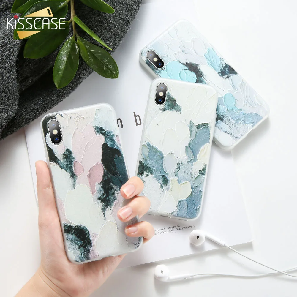 KISSCASE 3D художественный мраморный узор чехол для iPhone X XS XR Max 6 6S 7 Plus ультра тонкий