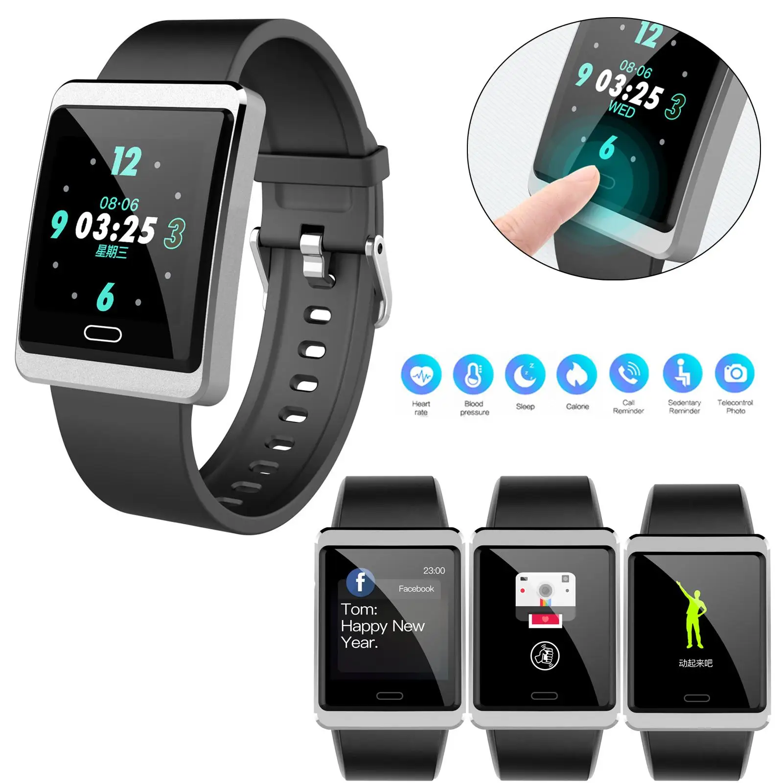 Full Screen Bluetooth Smartwatch Heart Rate Monitor Sleep Monitor Step Calorie Count Message Push for IOS Android Samsung iPhone
Full Screen Bluetooth Smartwatch Heart Rate Monitor Sleep Monitor Step Calorie Count Message Push for IOS Android Samsung iPhone