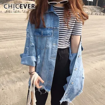 CHICEVER Summer Denim Women Jacket Female Coats Hem Tassel Hole Batwing Sleeve Loose Big Size Oversize Coats Clothes Fashion New
CHICEVER Summer Denim Women Jacket Female Coats Hem Tassel Hole Batwing Sleeve Loose Big Size Oversize Coats Clothes Fashion New